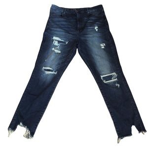 American Eagle Distressed Curvy Highest Rise Blue Jeans Jeggings Size 18